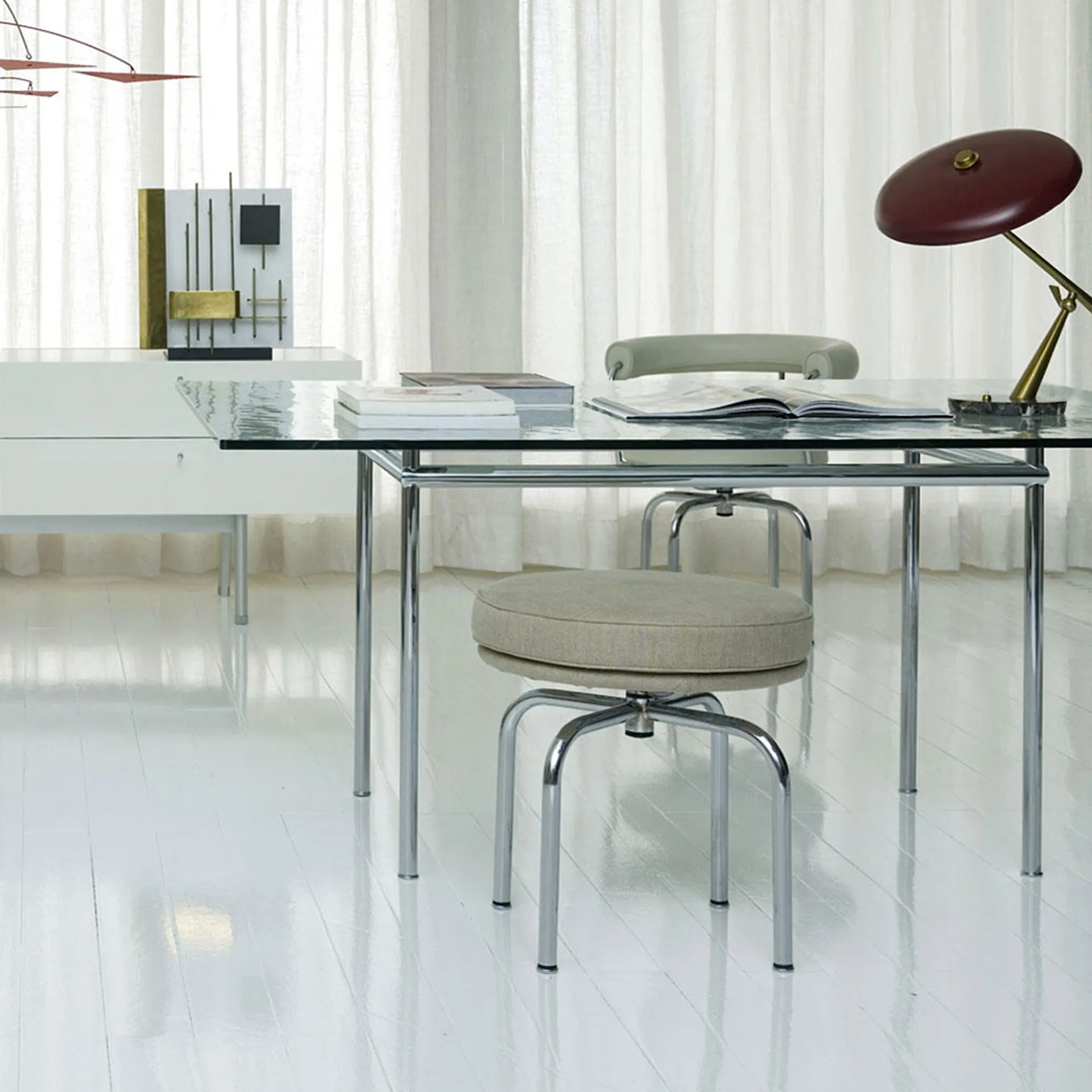 LC12 La Roche table Chrome Steel Base 120 X 80 cm - Cassina - NO GA