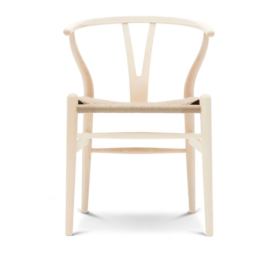 CH24 Wishbone Chair, White-oiled ash, Natural braided paper cord