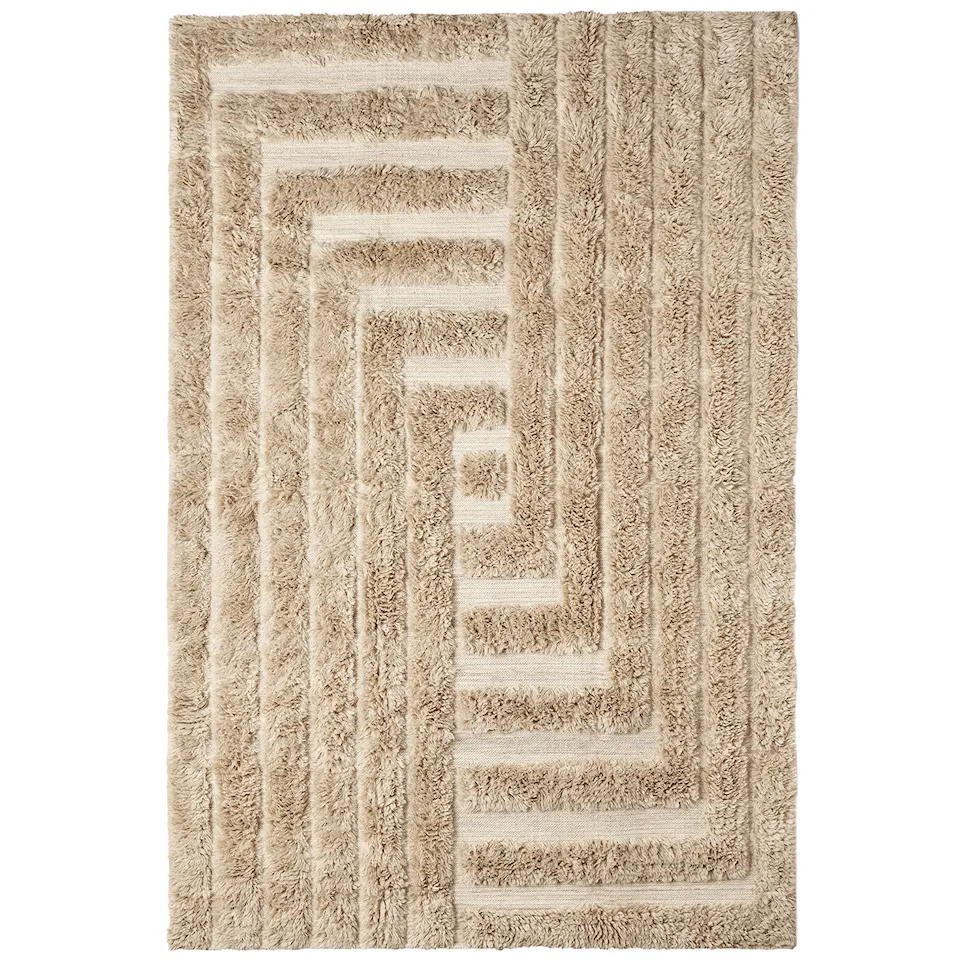 Shaggy Labyrinth Beige Wool Rug