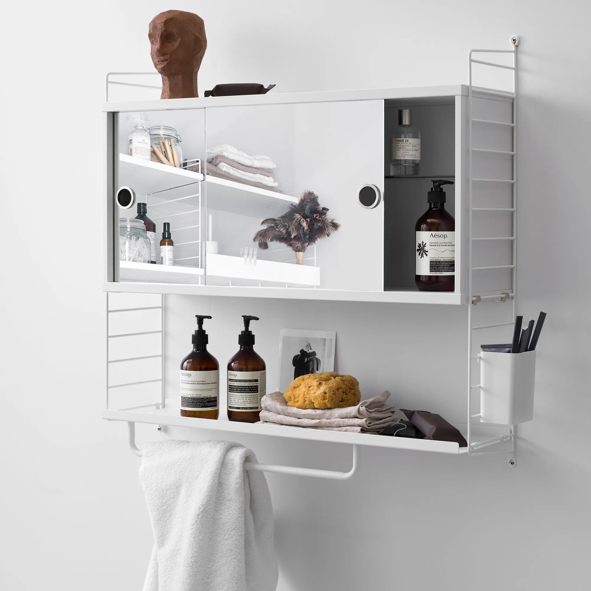String Cabinet with Sliding Mirror Doors - 3