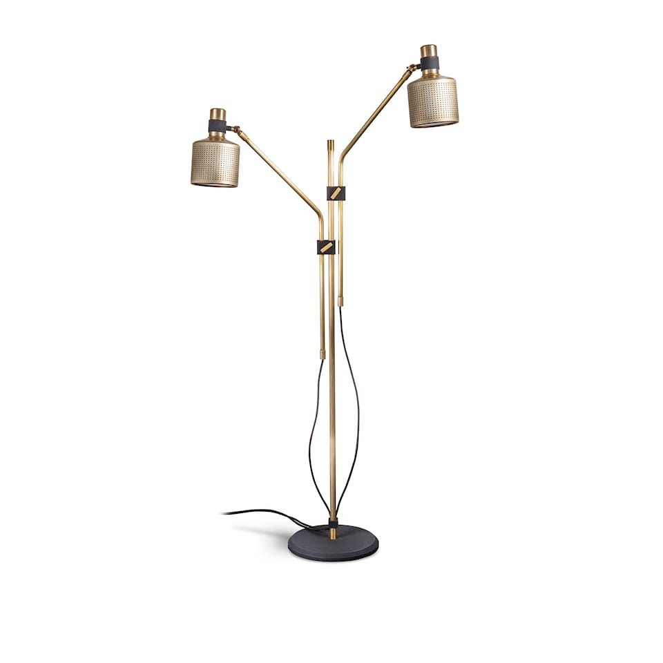 Riddle Floor Lamp Double Brass