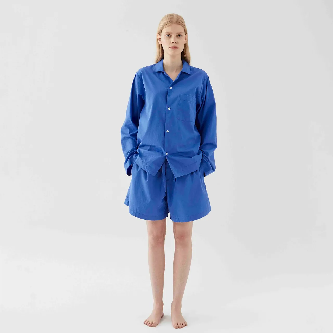 Poplin Pyjamas Shorts Royal Blue