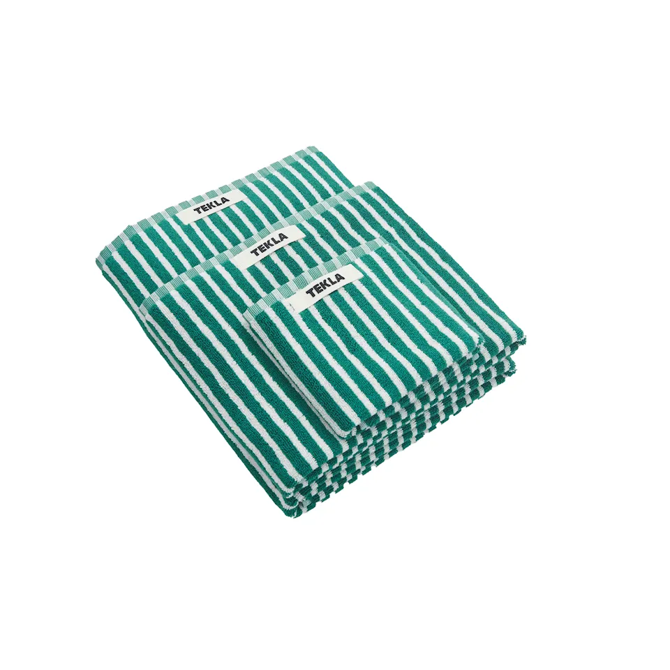 Terry håndklæde teal green stripes