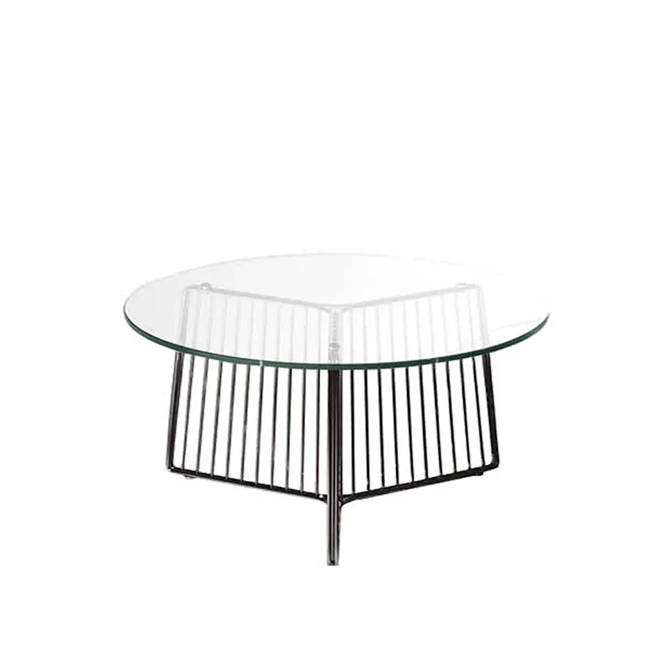 Anapo Round Table D80 - Glass Top, Black Painted Steel