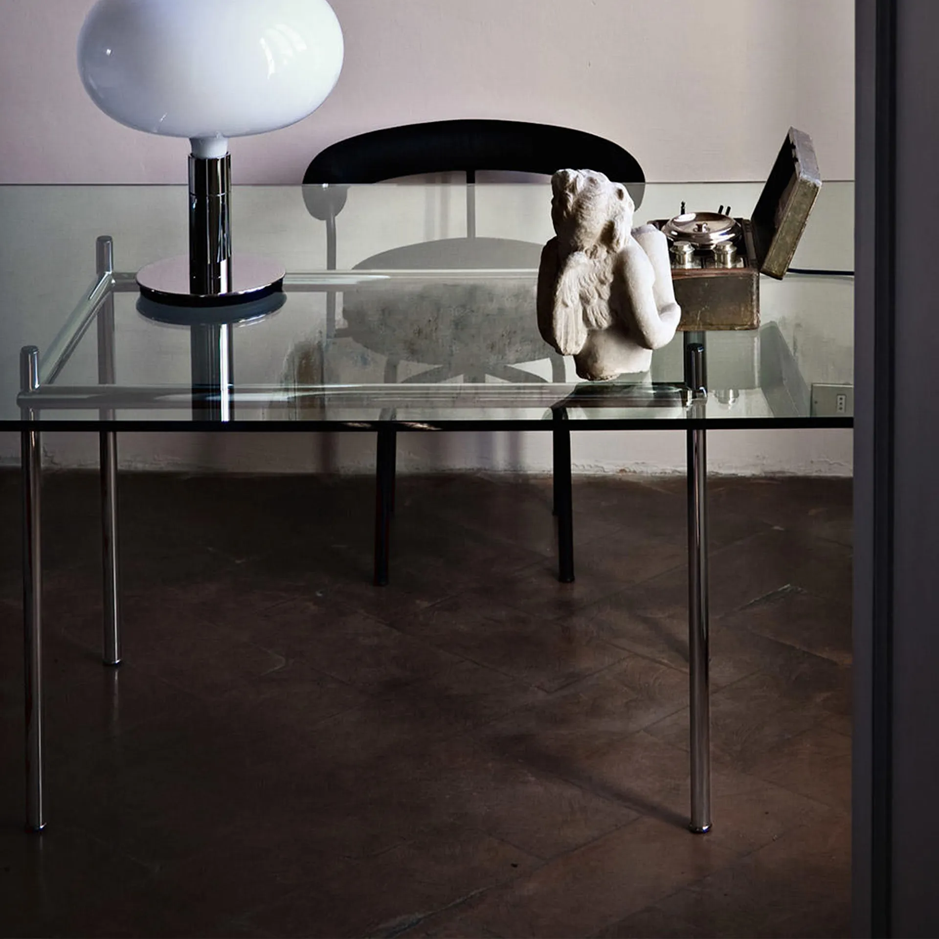 LC12 La Roche table Chrome Steel Base 120 X 80 cm - Cassina - NO GA