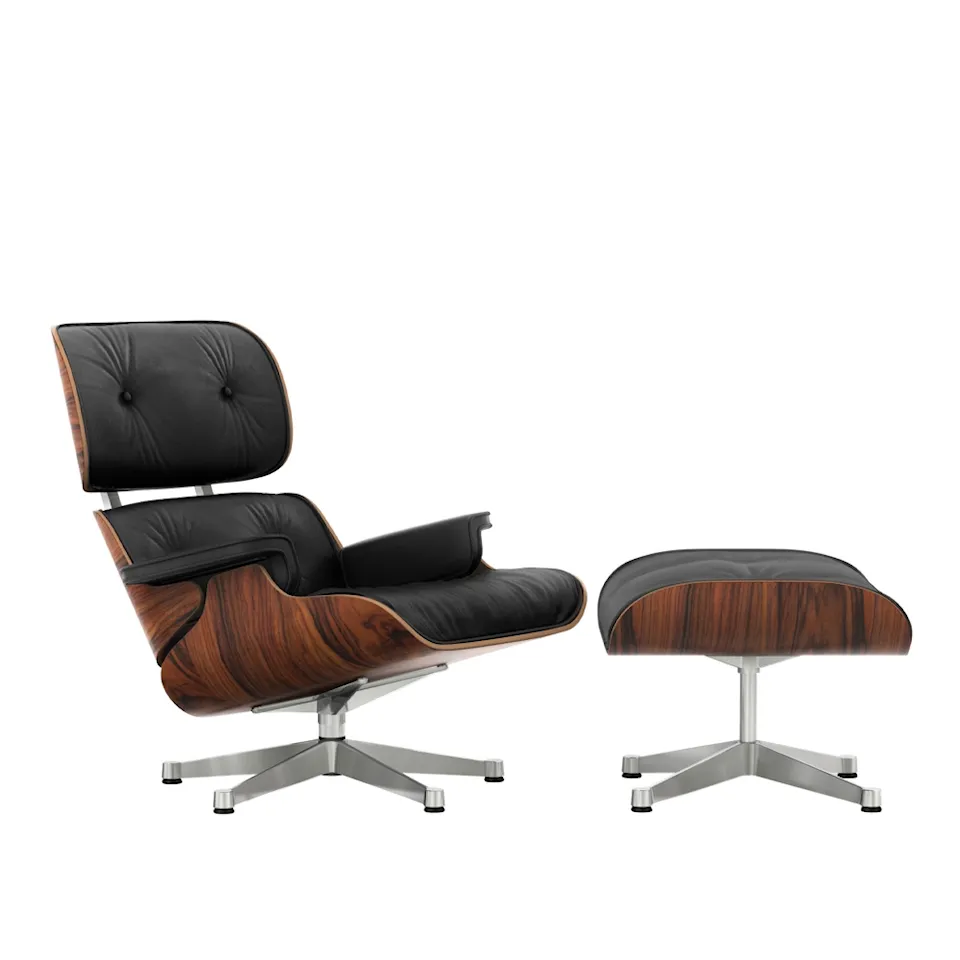 Eames Lounge Chair & Ottoman Santos Palisander Polished Base