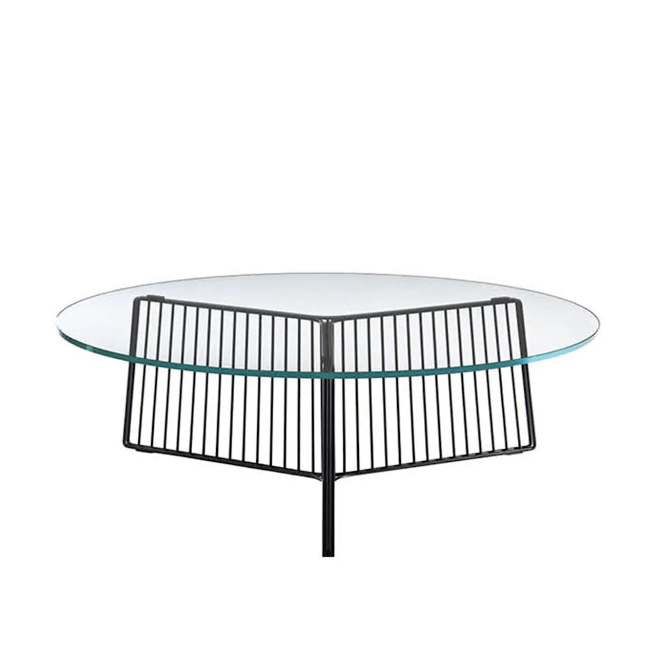 Anapo Round Table D80 - Glass Top, Black Painted Steel