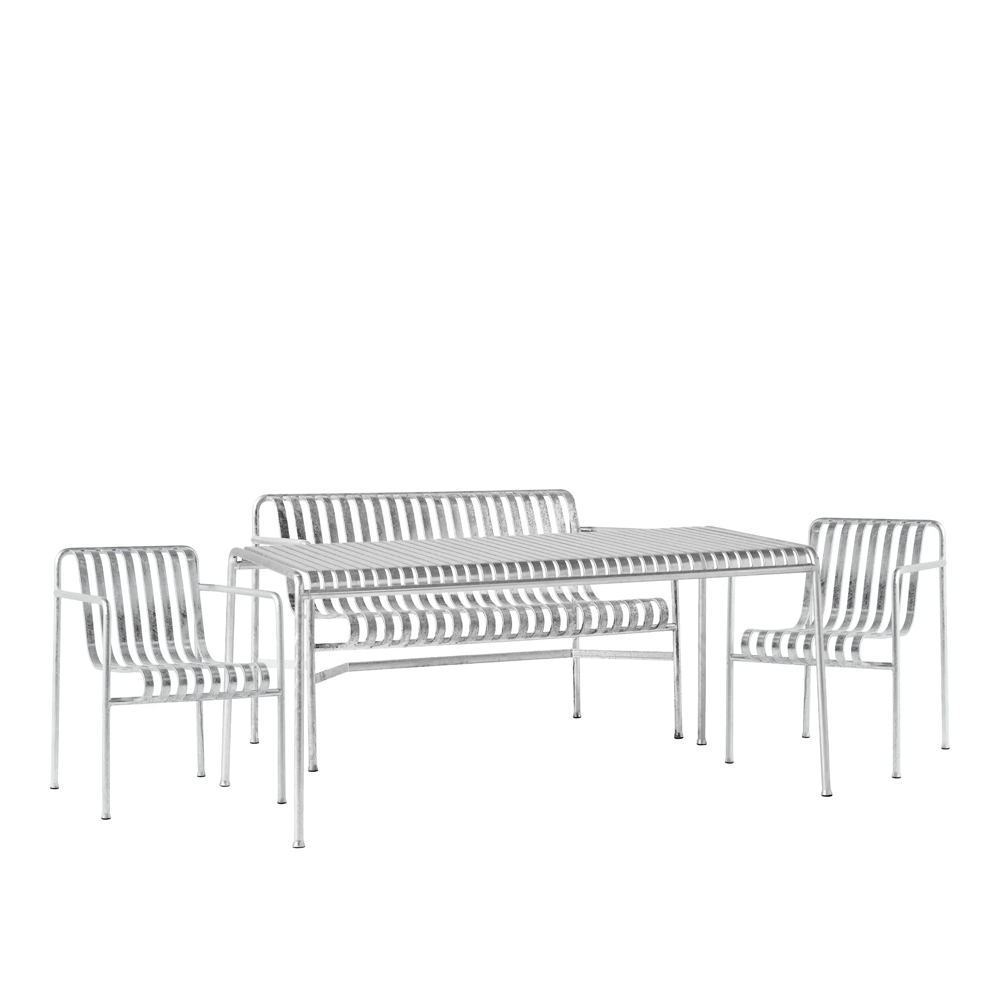 Palissade eetkamerset met tafel, tuinbank en 2 fauteuils - 1