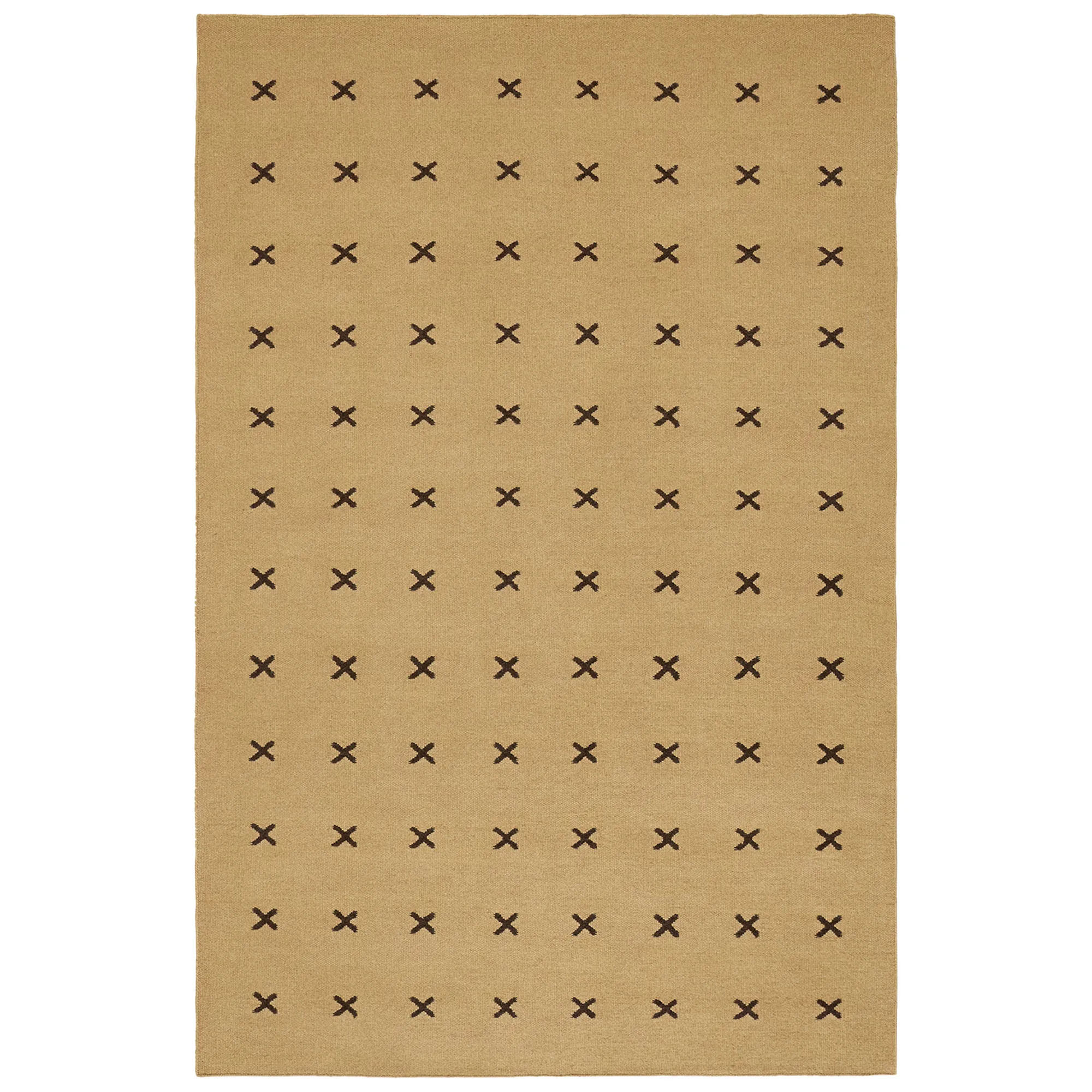 Cross Mustard/Dark Brown wool rug - 1