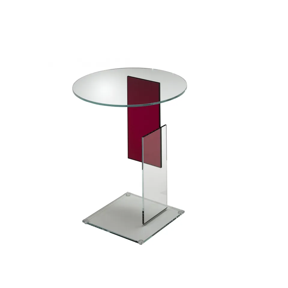 DON Don Gerrit Low table, Transparent glass, Base: Tempered glass, Insert: Red glass