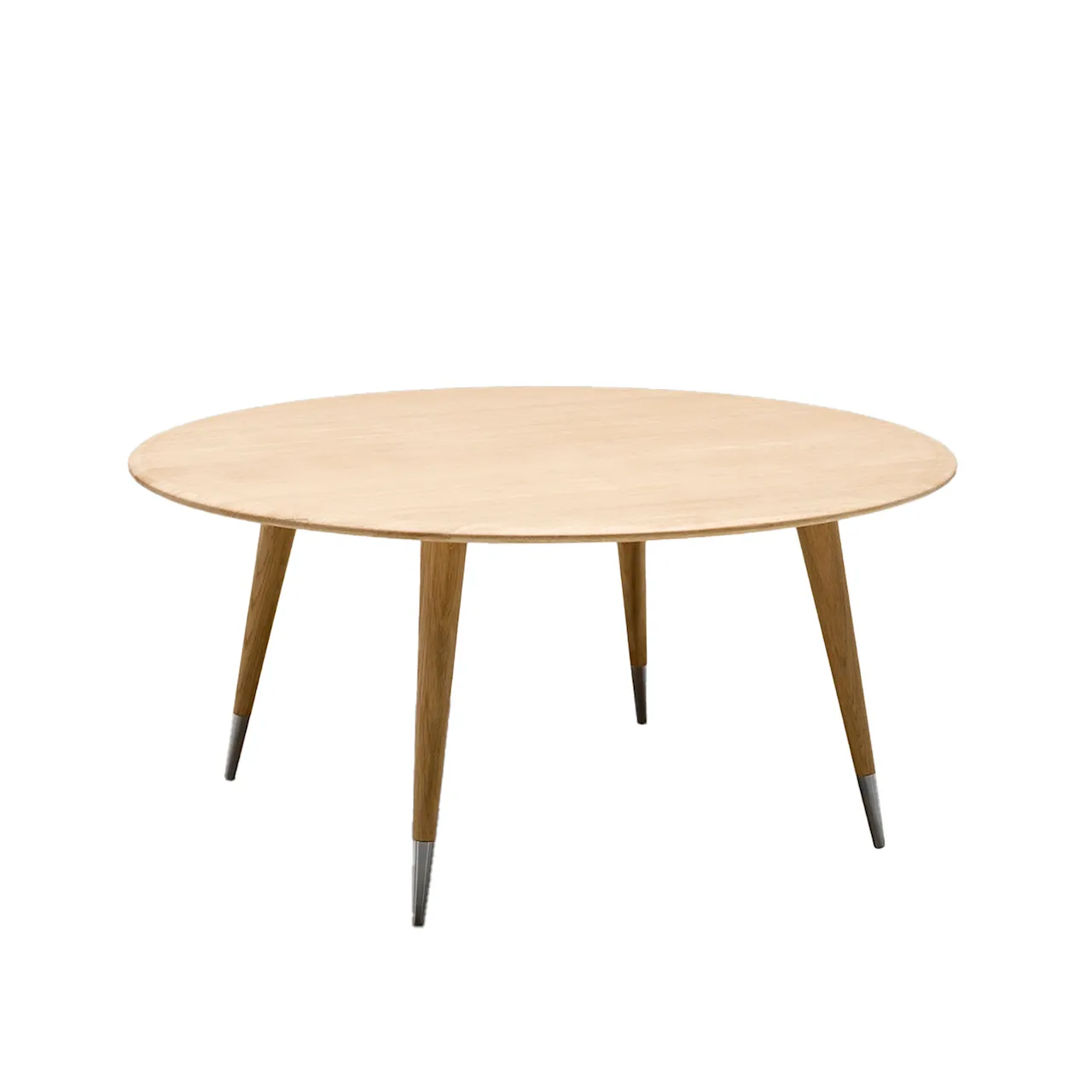 AK 2550 Point Coffee Table, Height 46 cm, Top in Oiled Walnut, Legs in Same Wood, With Steel Base