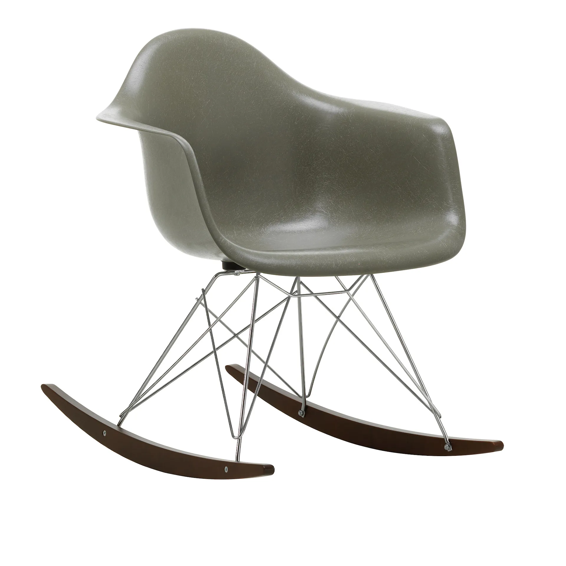 Eames Fiberglass Armchair RAR rocking chair Chrome/Dark Maple - Vitra - Charles & Ray Eames - NO GA