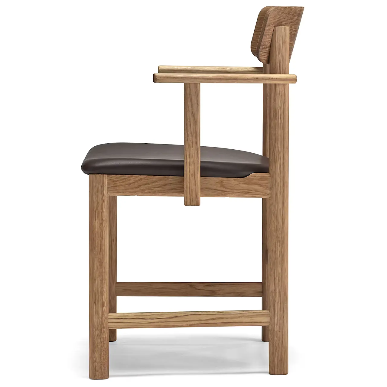 Pal fauteuil met gestoffeerde zitting eikenhout