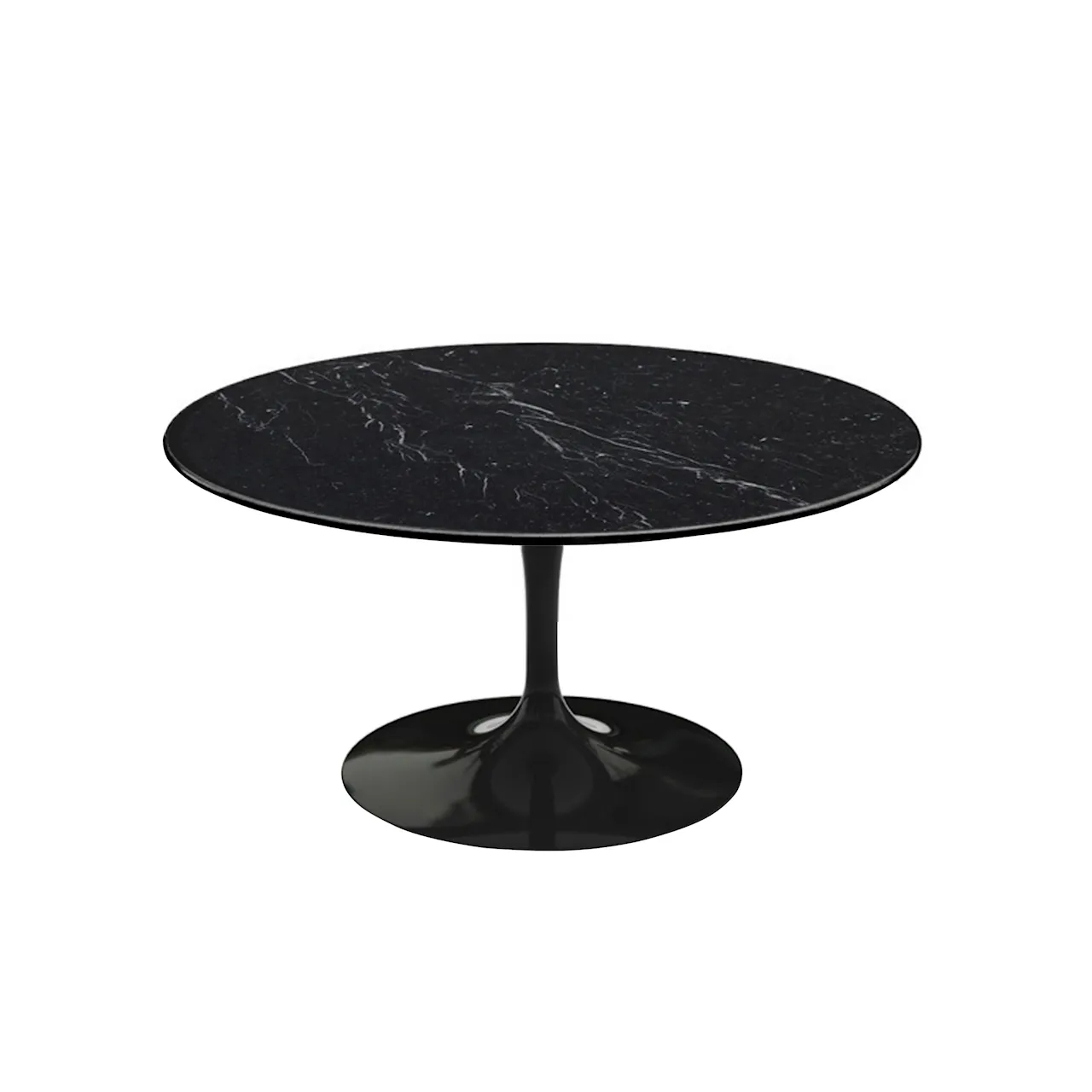 Saarinen Round Table - Coffee table, Black frame, glossy green Alpi marble top, H: 36, Ø 51