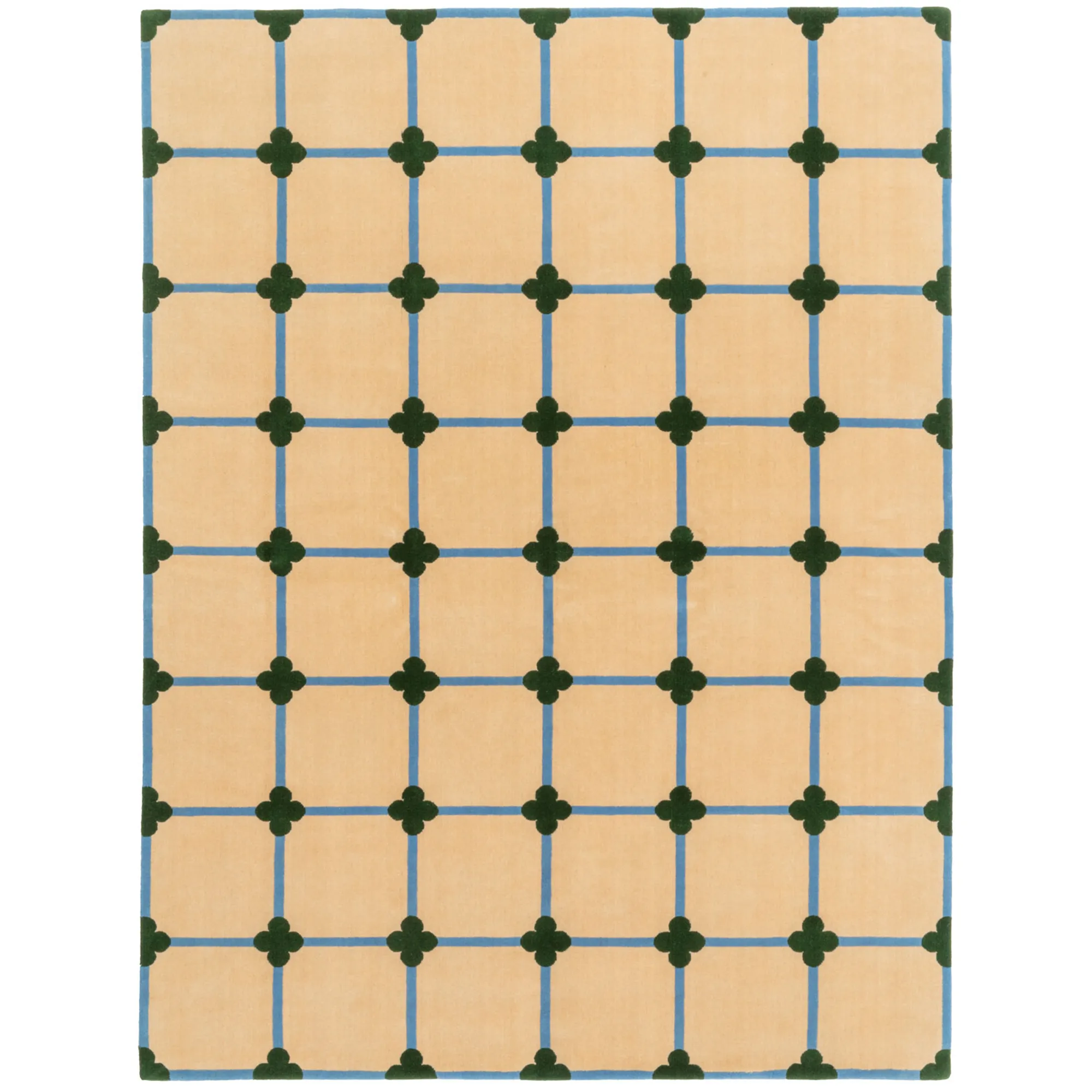 Flower Grid Big wool rug - 1