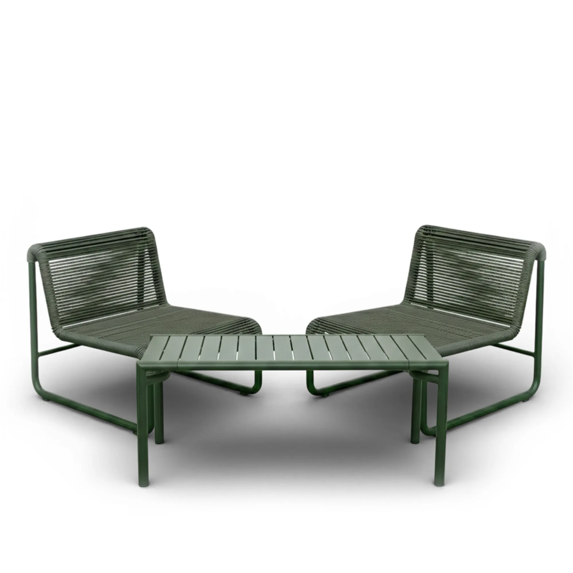Bliss-sohvapöytä ja Al Dente -nojatuolit 2 kpl – Dark Green - 1