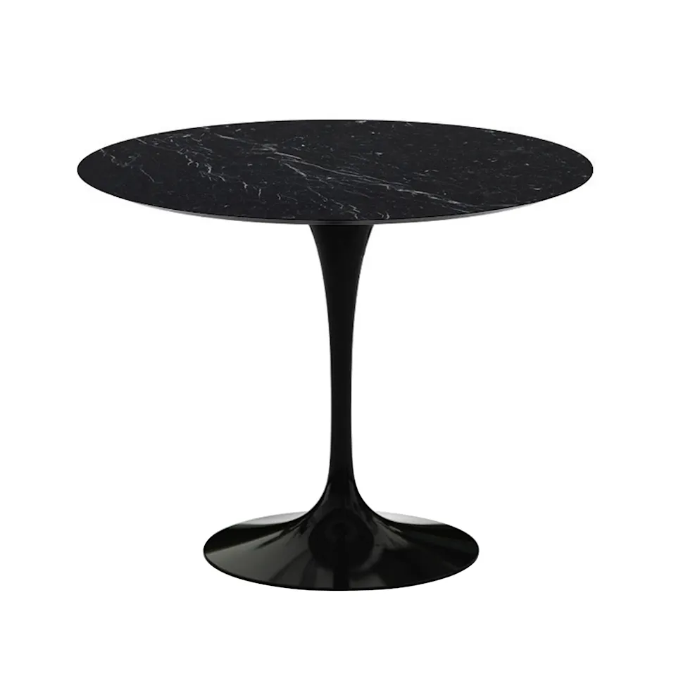 Saarinen Round Table - Dining table, Ø 91 cm, Black frame, top in matt black Marquina marble