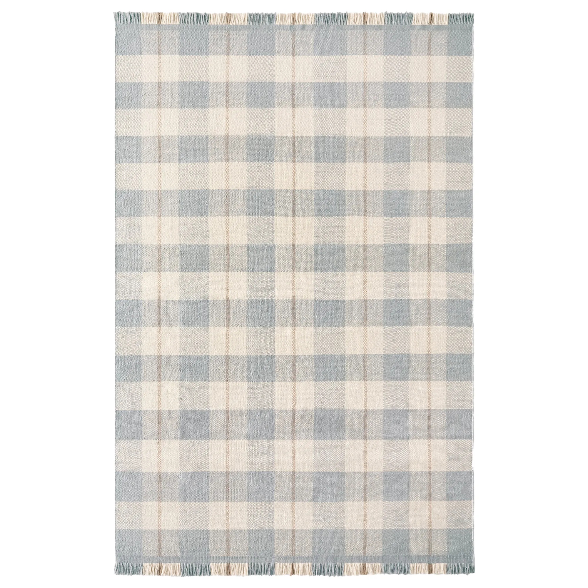 Plaid Blue/Cream uldtæppe - 1
