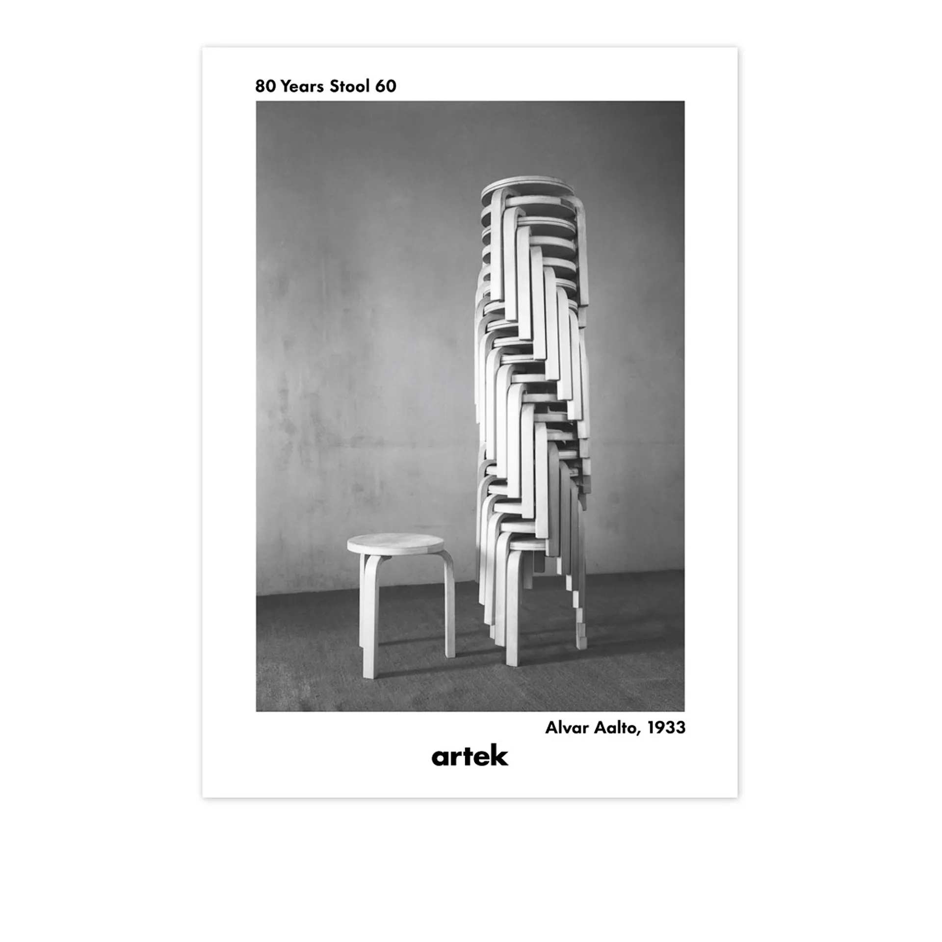 Poster - Stool 60 Anniversary 50x70 cm - Artek - NO GA