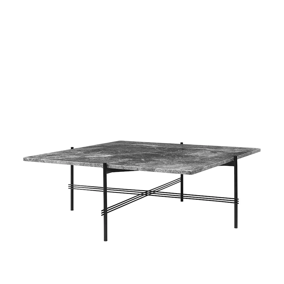 TS Coffee Table Square 105 x 105 cm, Black Base, Grey Emperador Marble