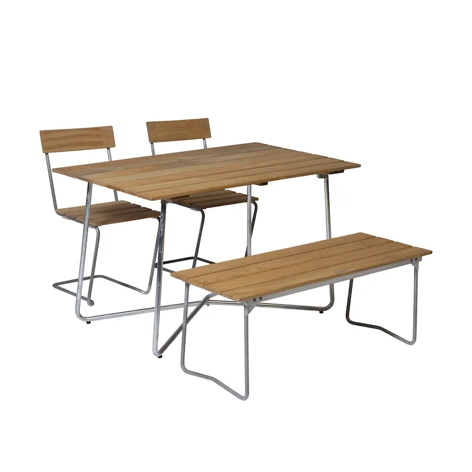 Klassisk serie spisegruppe med B25A bord, bænk 8 & 2 stole 1