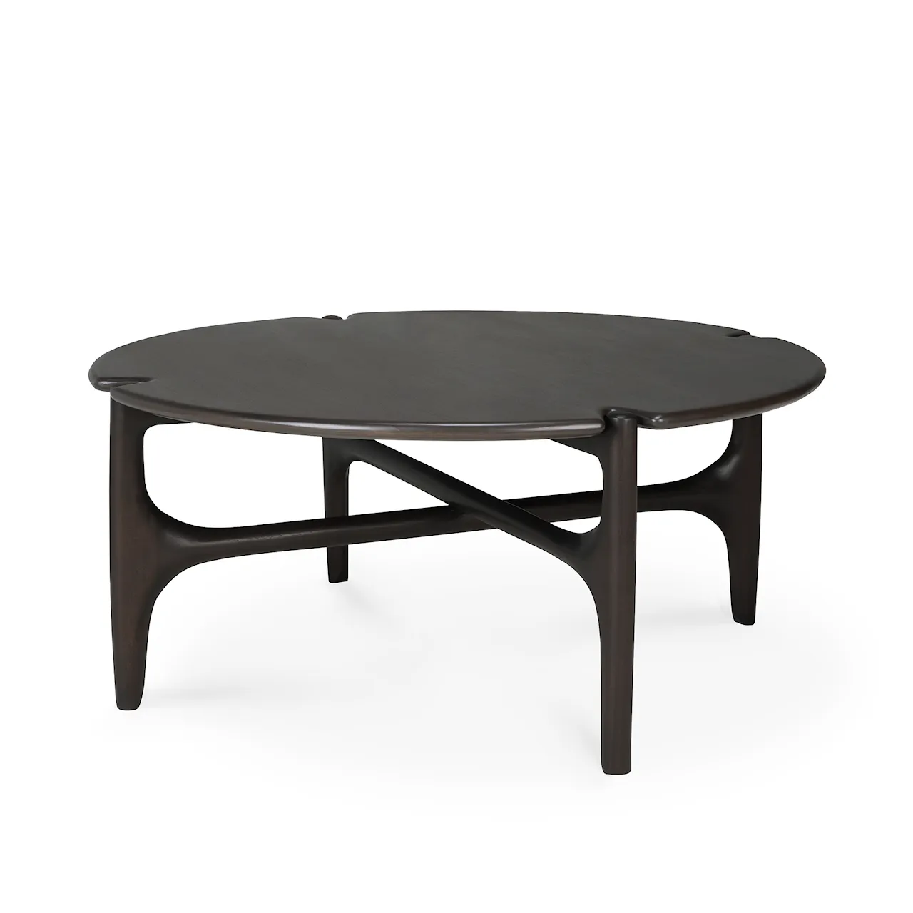 PI Coffee Table - Varnished Mahogany - Dark Brown - Round, Ø80 cm