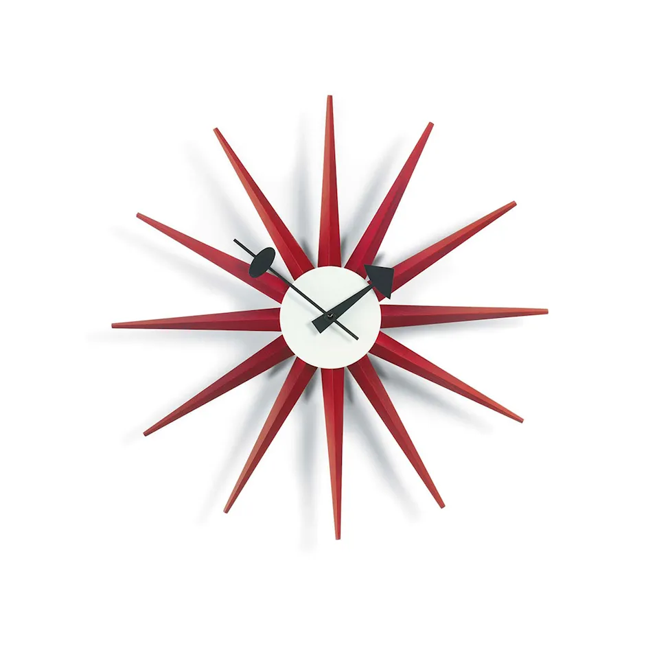 Sunburst Clock Red