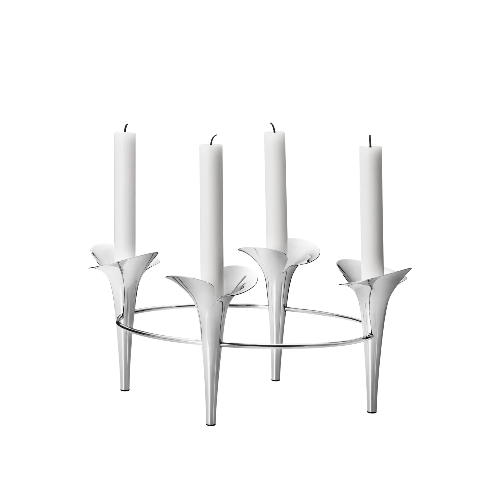 Bloom Botanica Taper Candleholder, 4 Candles, Silver - 1
