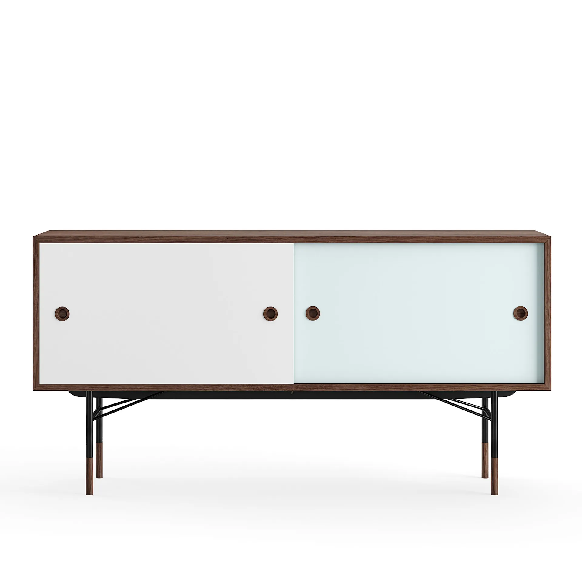 Sideboard Without Tray Unit, Oak Veneer, Black Steel - House of Finn Juhl - Finn Juhl - NO GA