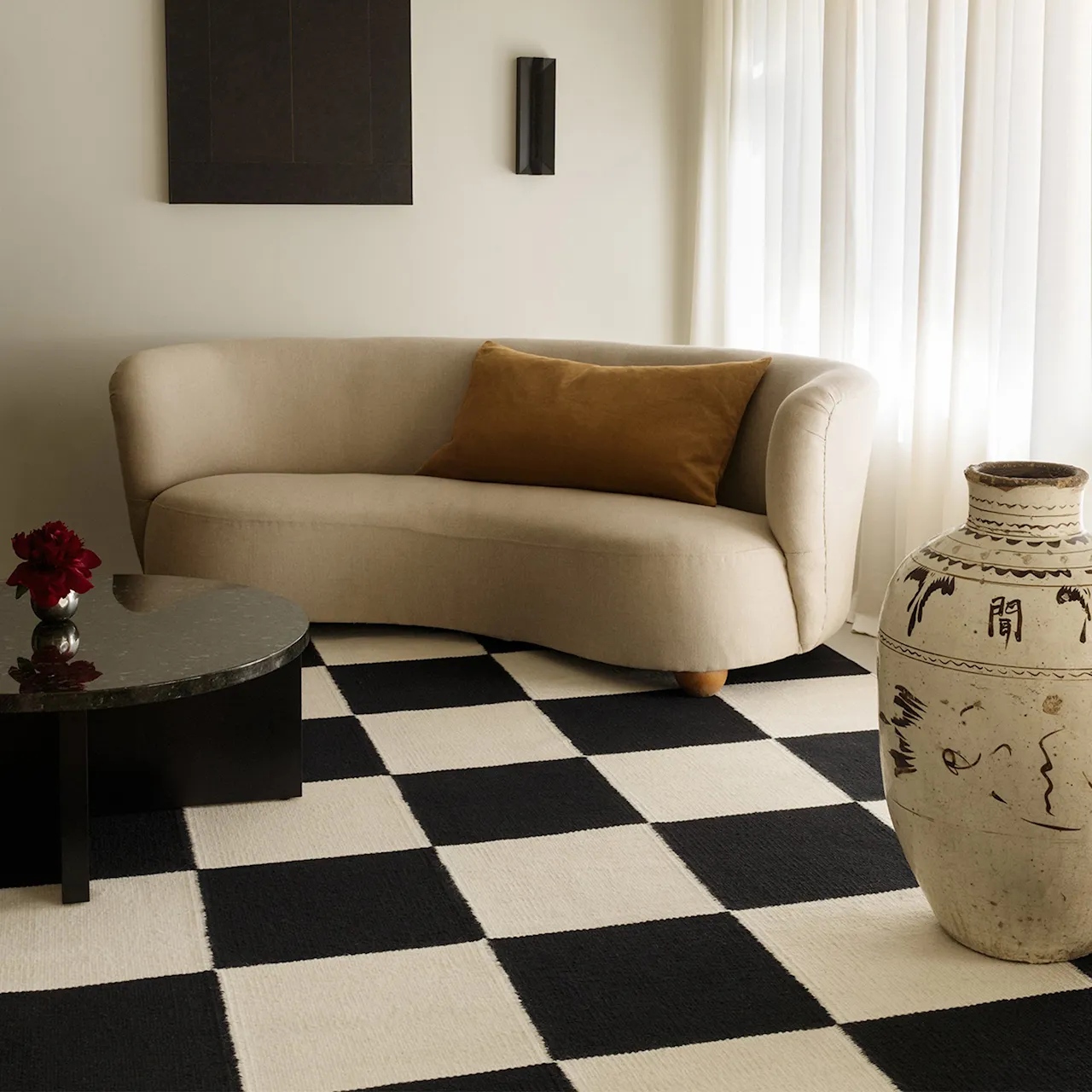 Square Black/Cream villamatto