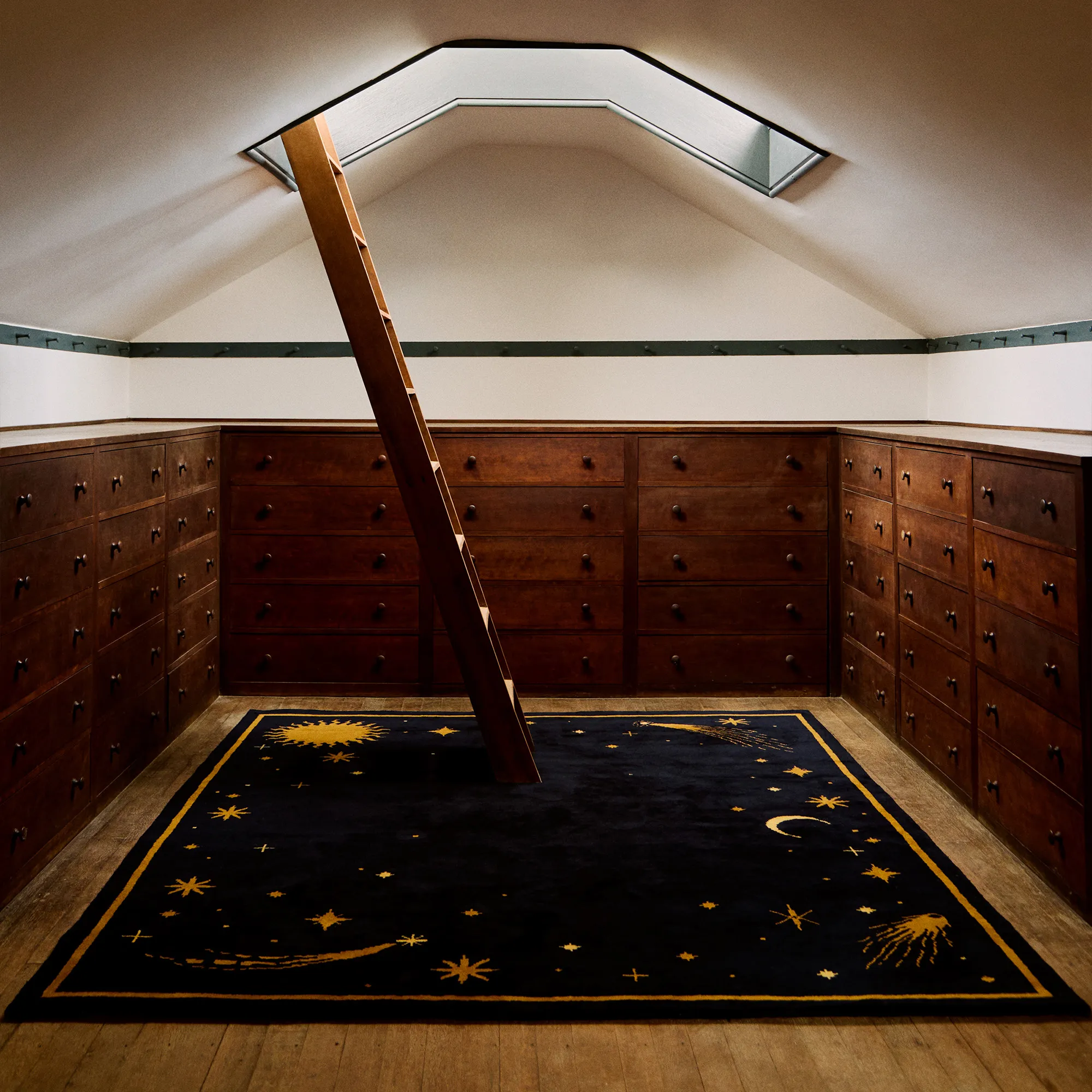 Celestial Deep Navy/Ochre Wool Rug - 4