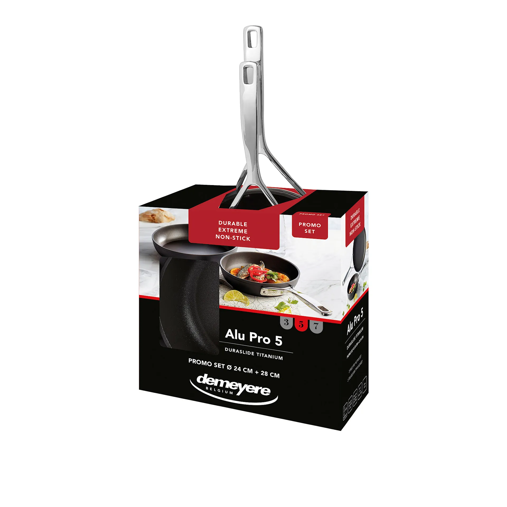 Alu Pro 5 Ti-X, Set with frying pans Ø - 24 cm &amp; 28 cm - Demeyere - NO GA