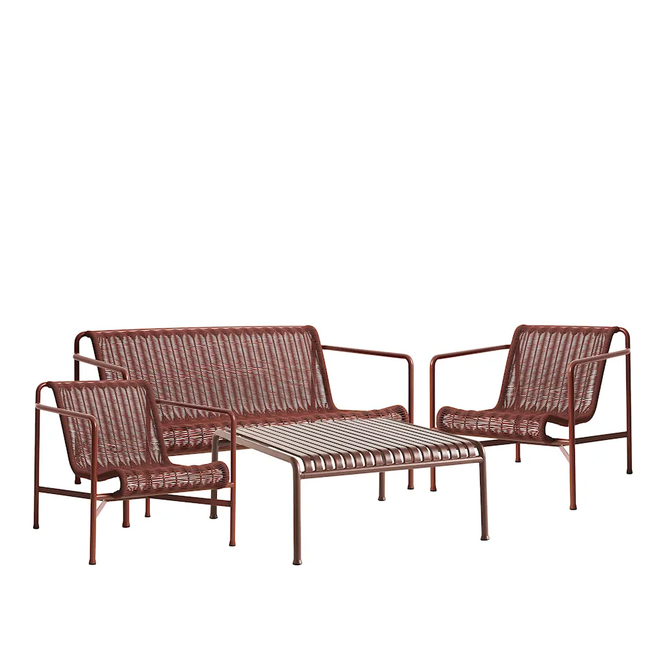 Palissade cord lounge group med lounge sofa, 2 lounge chairs & low garden table