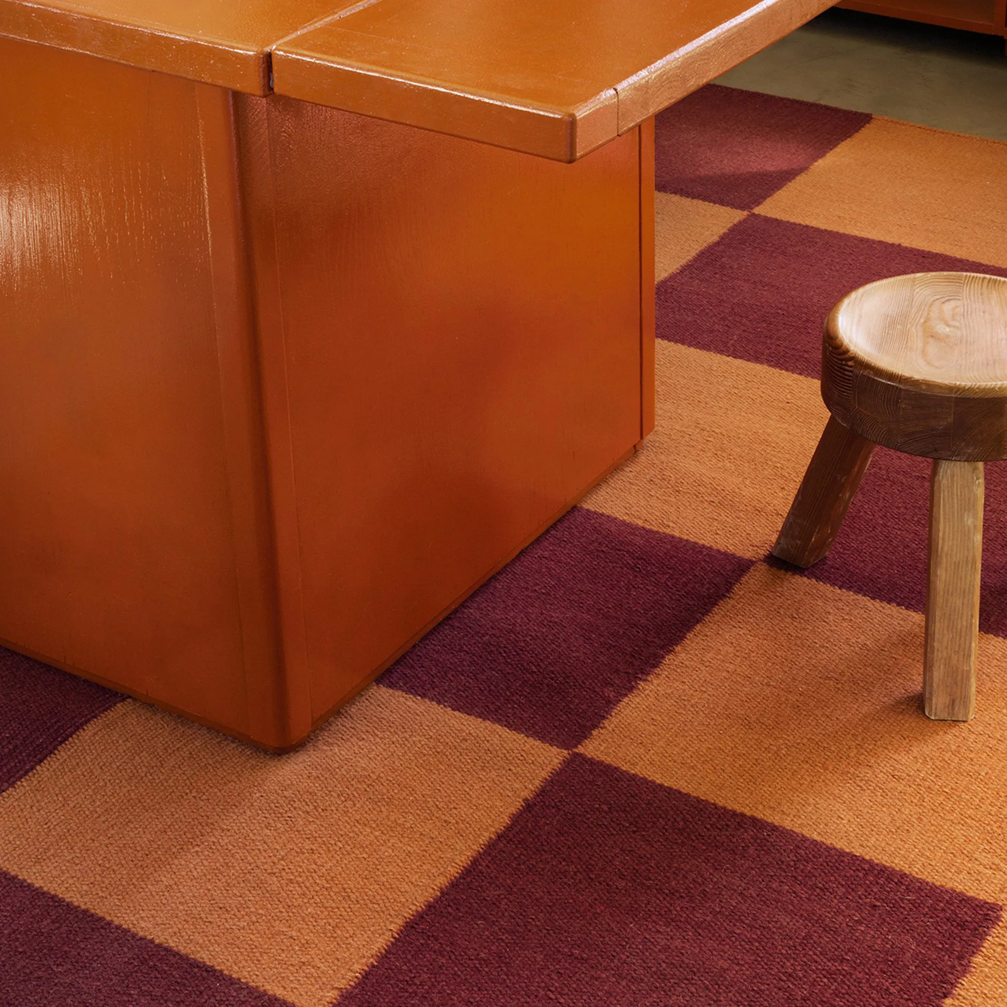Square Red/Orange wool rug - 3
