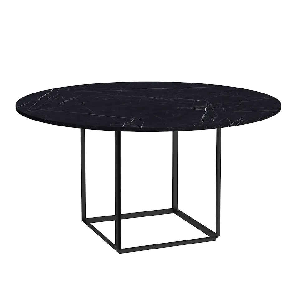 Florence Dining Table - Ø145, Top: Marble - Black Marquina, Base: Black