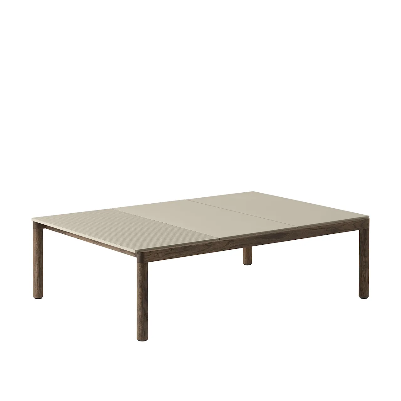 Couple Coffee Table / 120 x 84 x 35 cm - 2 Plain 1 Wavy - Pale Blue/Dark Oiled Oak