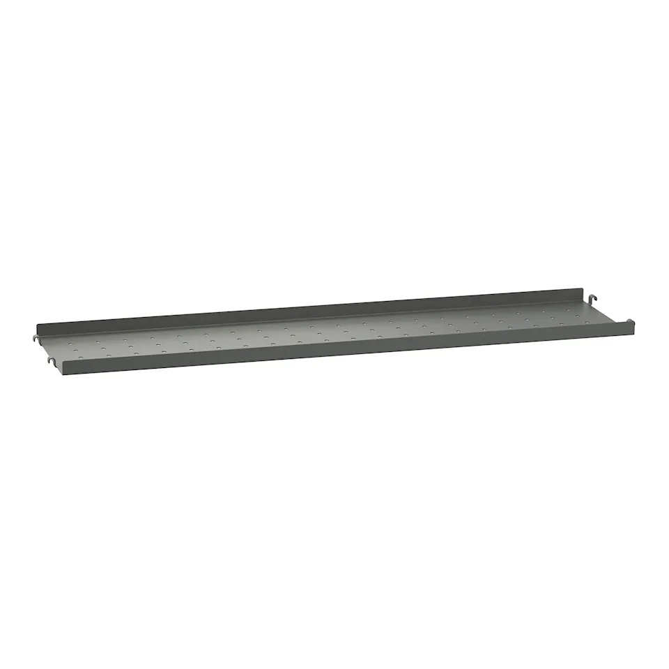 Metalhyldeplade 78x20cm låg kant mørkegrå