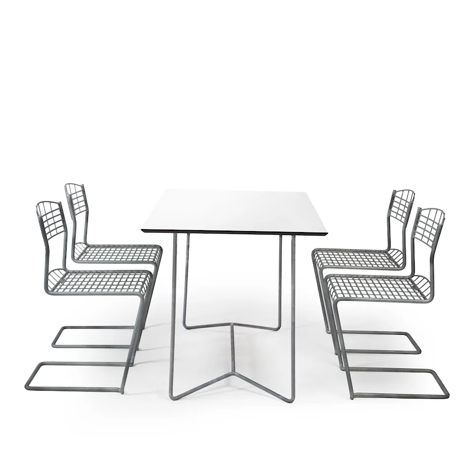 High Tech dining group table 110x70cm & 4 chairs