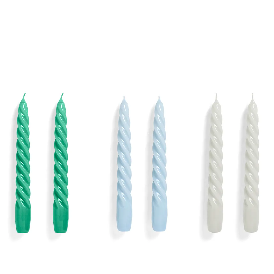 Candle Twist Set of 6 - Green/Light Blue/Light Grey