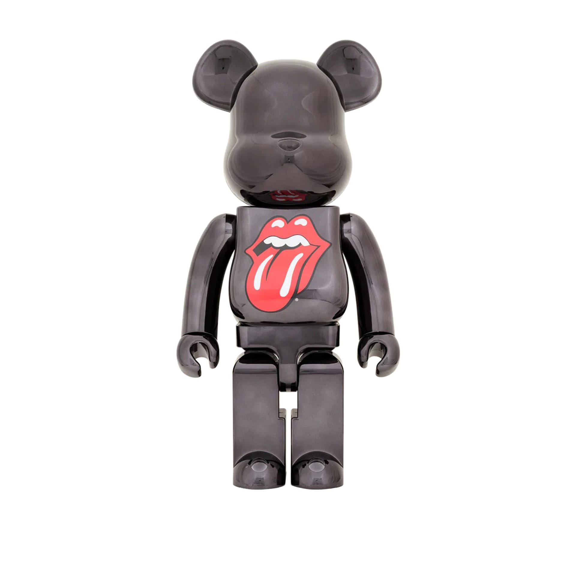 BE@RBRICK The Rolling Stones Lips  Tongue BLACK CHROME Ver. 1000% - Medicom Toy - NO GA