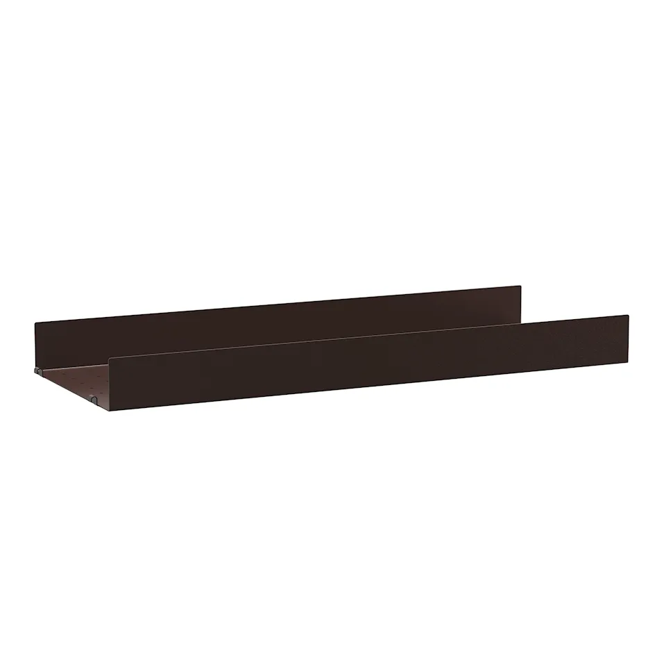 Metal shelf 78x30cm high edge dark brown