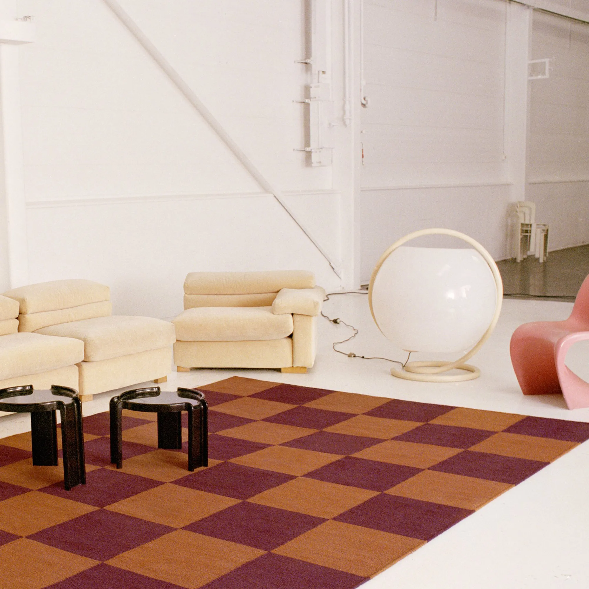 Square Red/Orange wool rug - 4