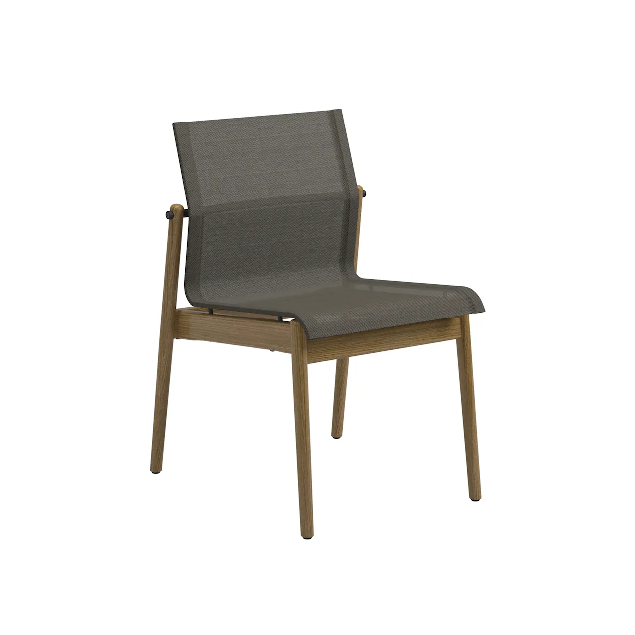 Sway Teak Stacking Chair, Frame Meteor, Granite Sling