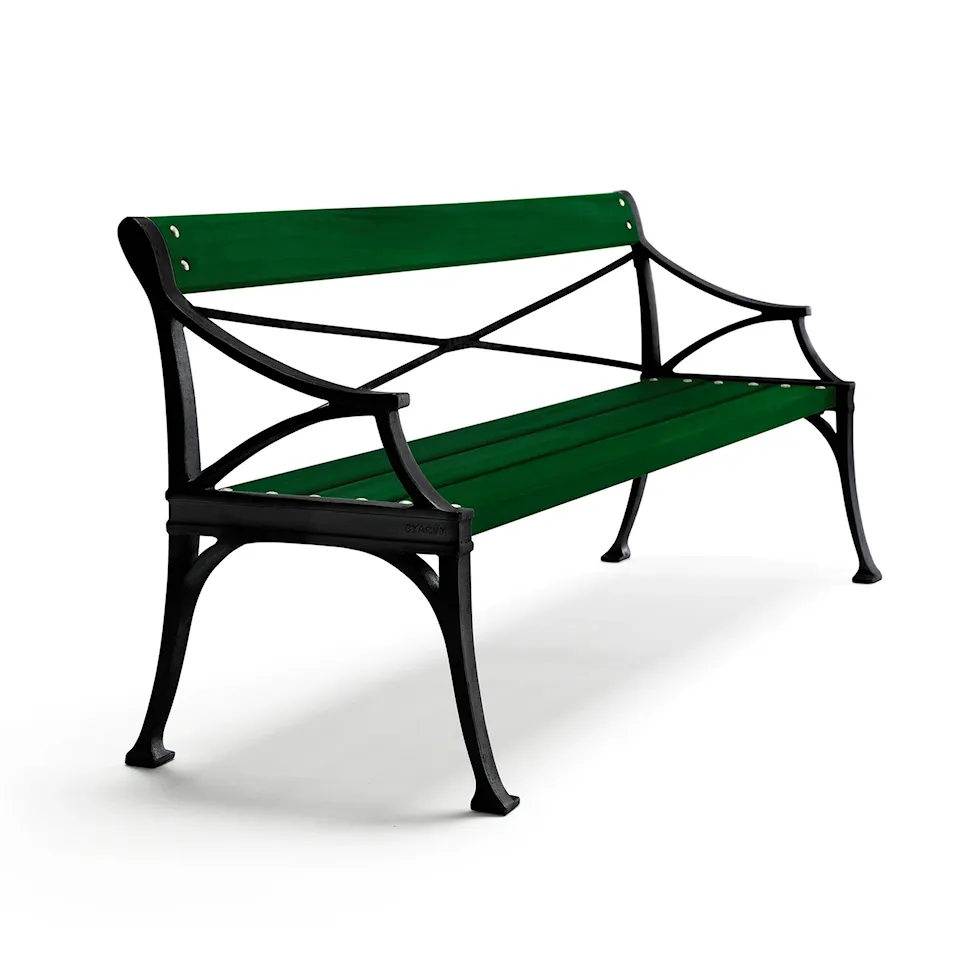 Sofa Lessebo - Green Lacquered Pine Wood/Black Lacquered Aluminium