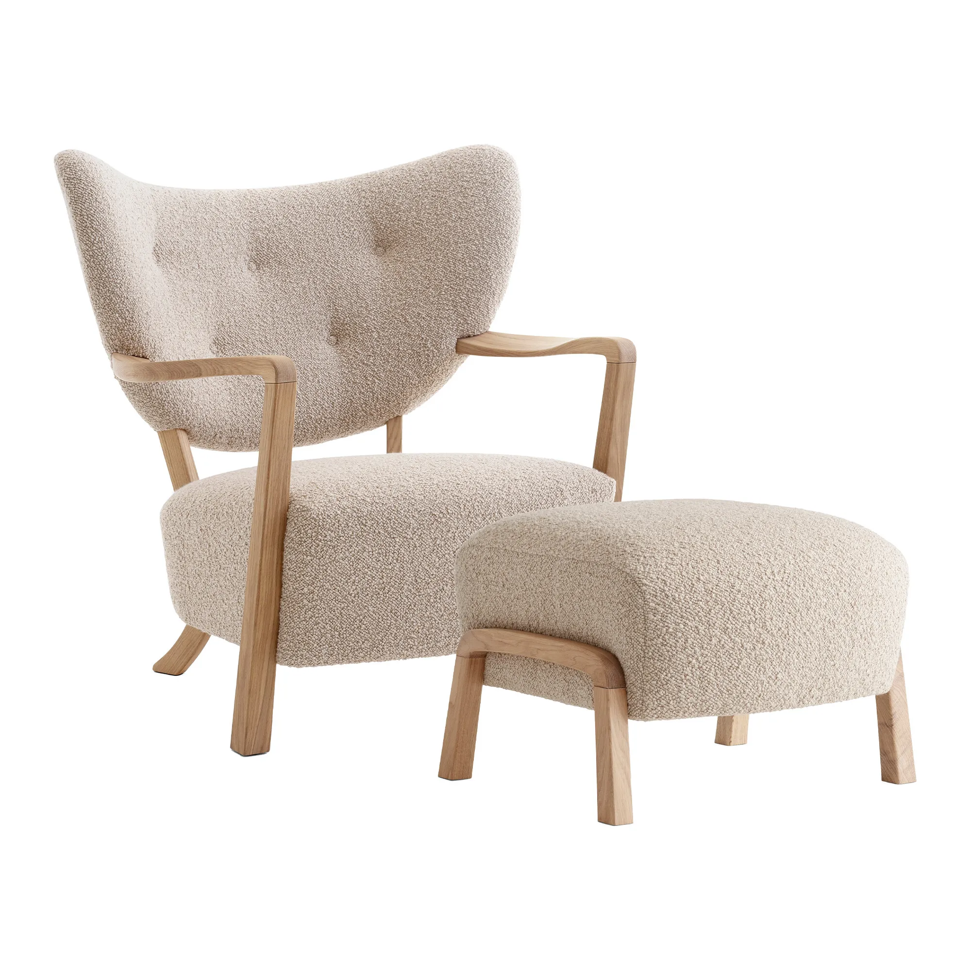 Wulff Lounge Chair ATD2 & Pouf ATD3 - Oak - 1