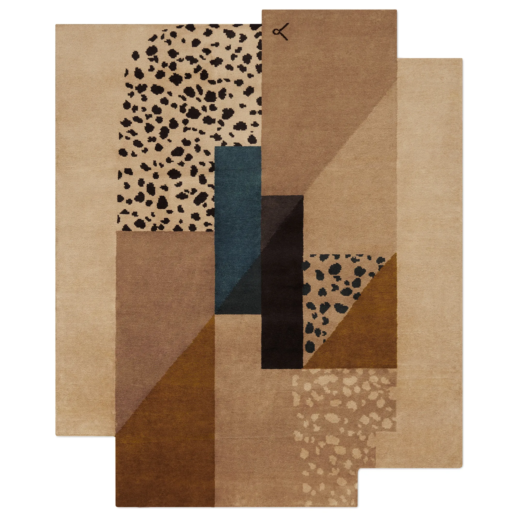Art Deco 2 Brown Wool Rug - 1