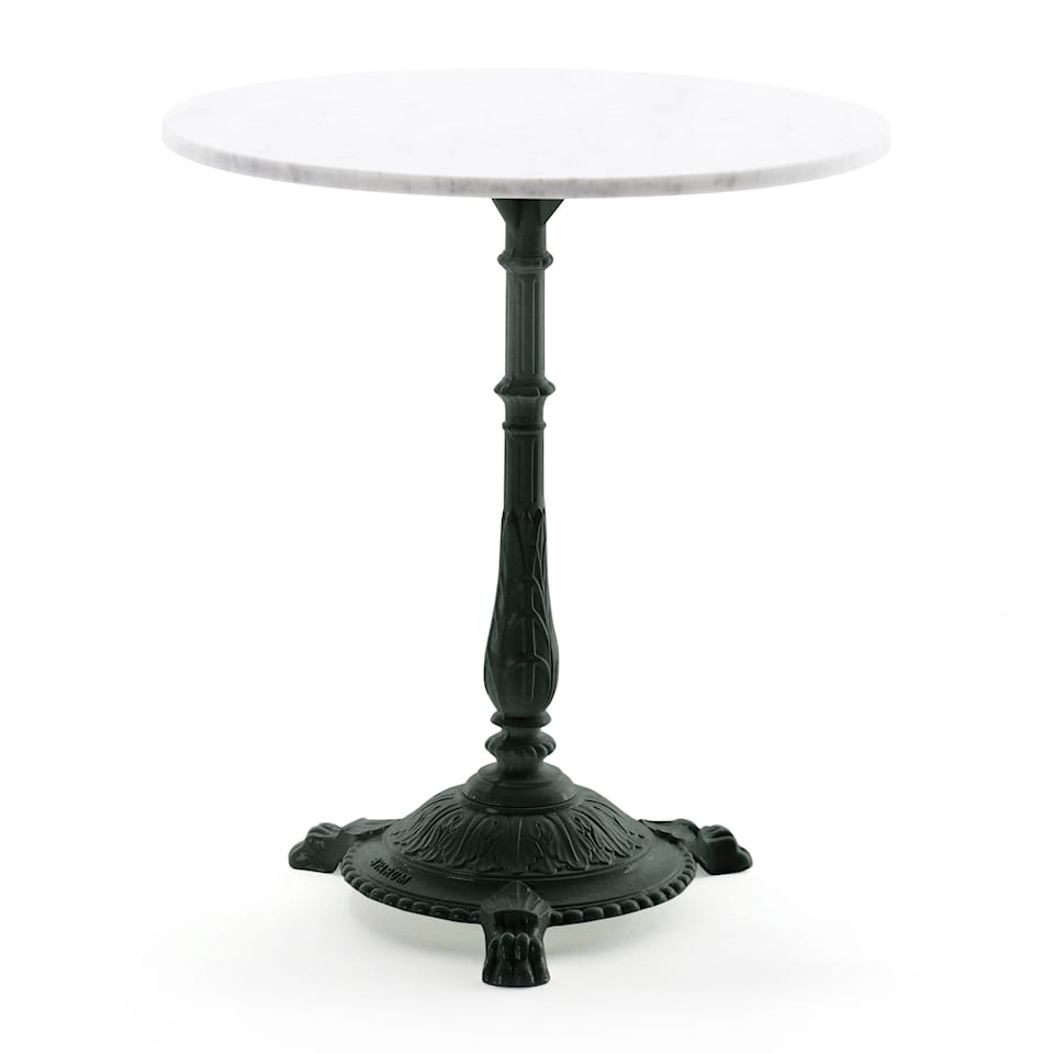 Classic Café Table White Carrara Marble/Black Lacquered Aluminium