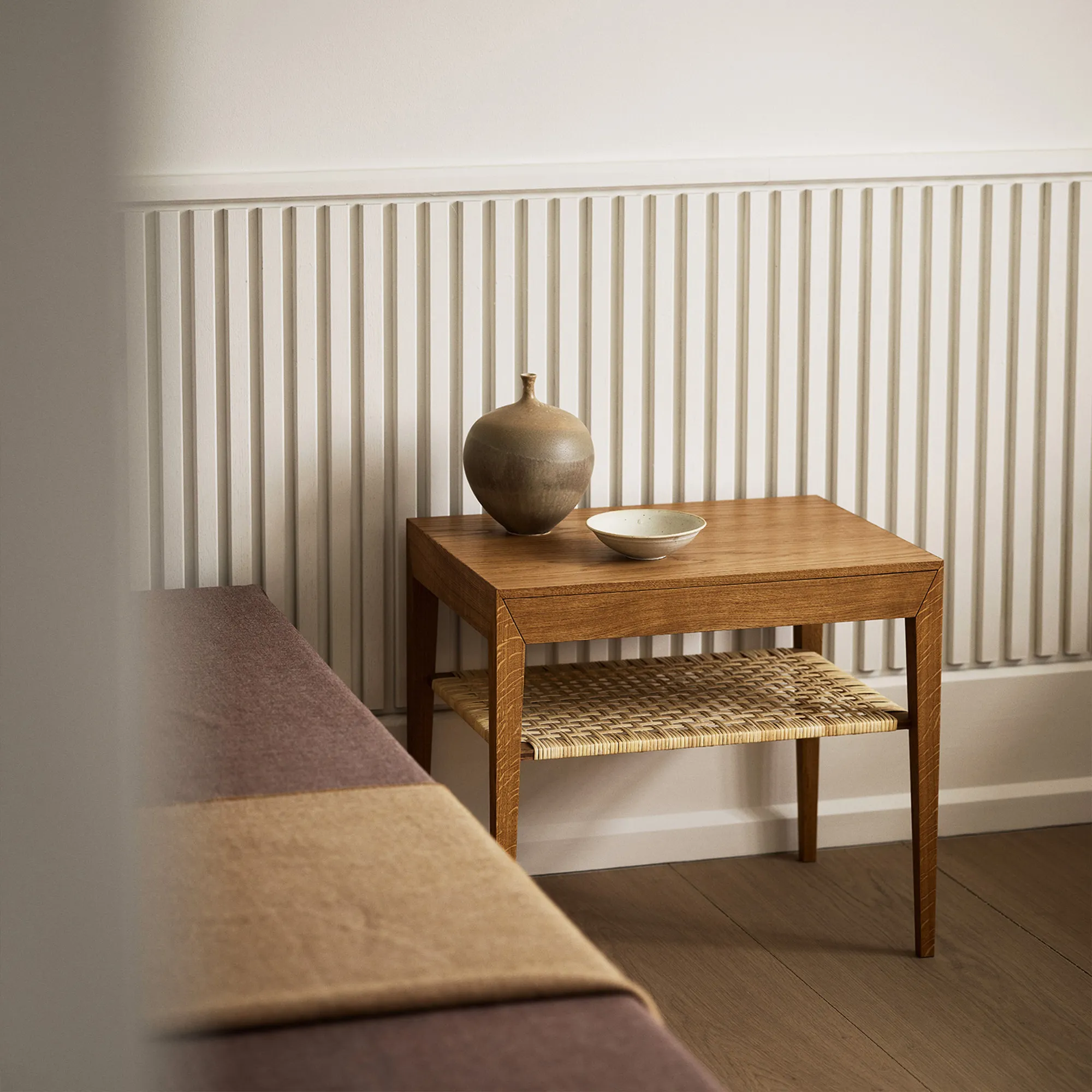 Model 35 Bedside Table Rattan Shelf - 3