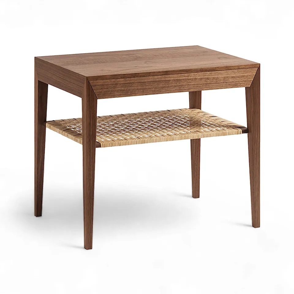 Model 35 Bedside Table Rattan Shelf