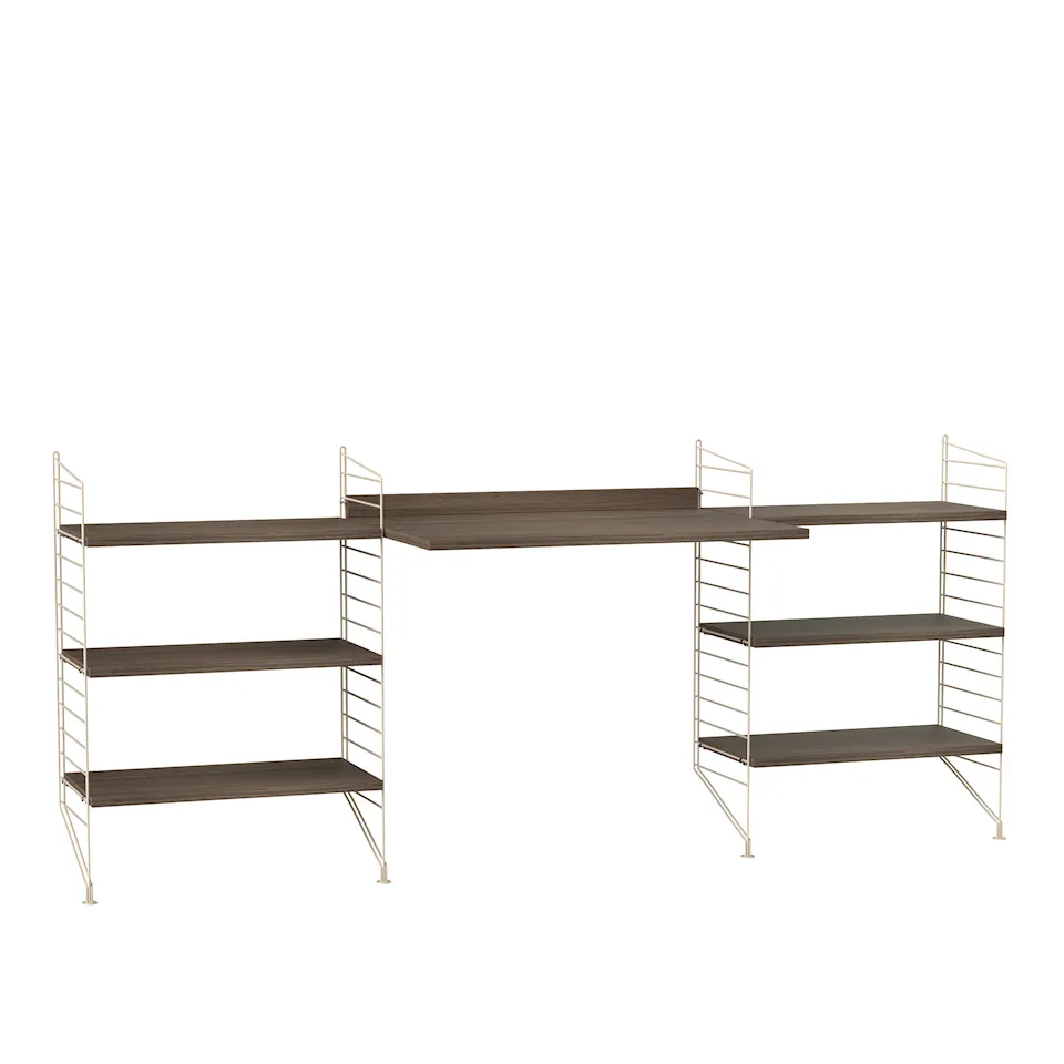 Kontor reolsystem D valnød/beige